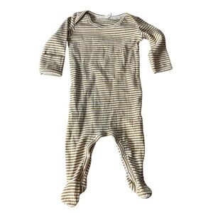 Quincy Mae‎ 3-6 Months Brown And White Stripe Ribbed Footed Sleeper